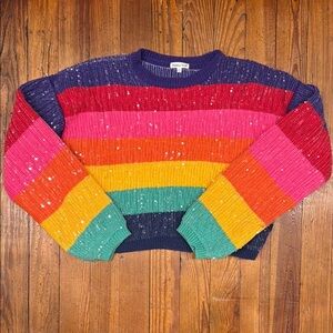 Rainbow sequence 🌈 cropped crew neck sweater